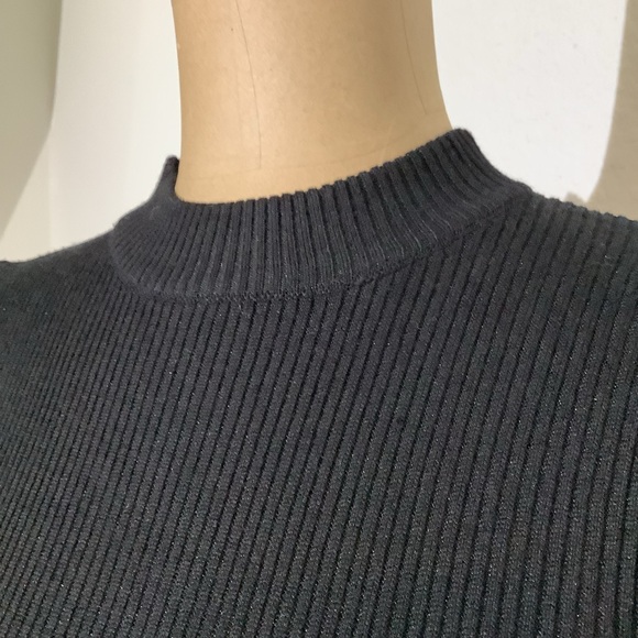 Women's M Madden Girl Party Black Top with Sequin Sleeves - Picture 3 of 7